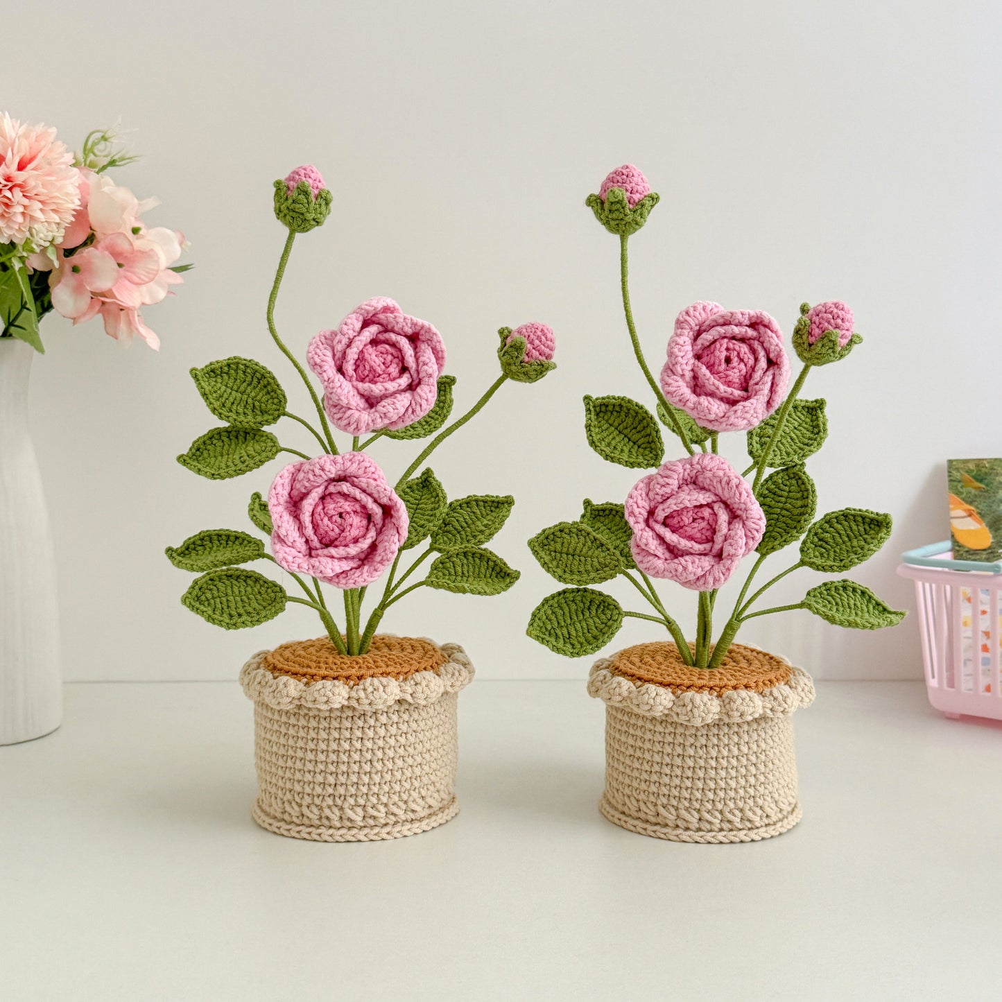 Handmade Crochet Rose in Pot