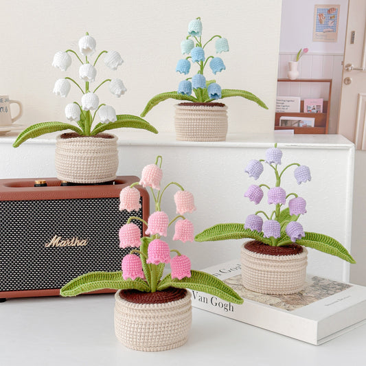 Handmade Crochet Lily of the Valley in Pot