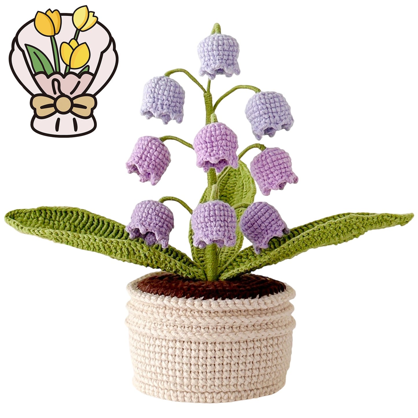 Handmade Crochet Lily of the Valley in Pot
