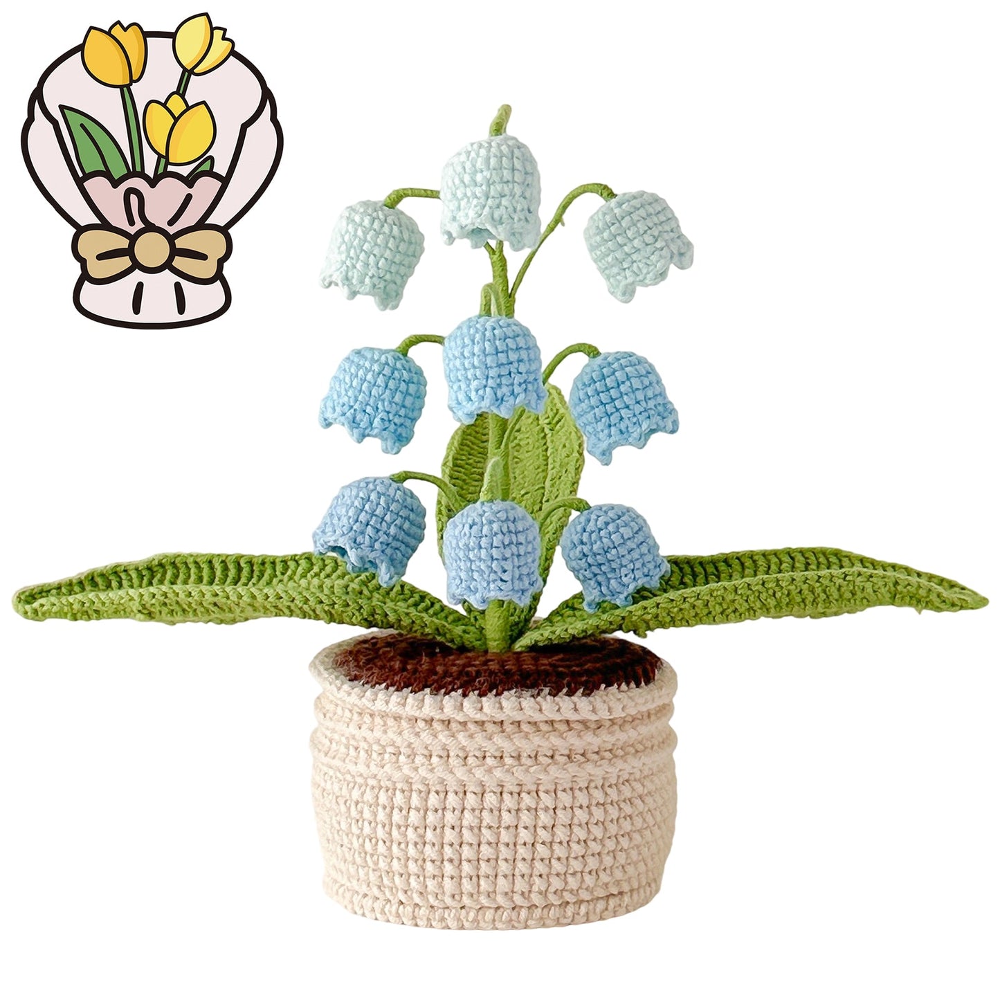 Handmade Crochet Lily of the Valley in Pot
