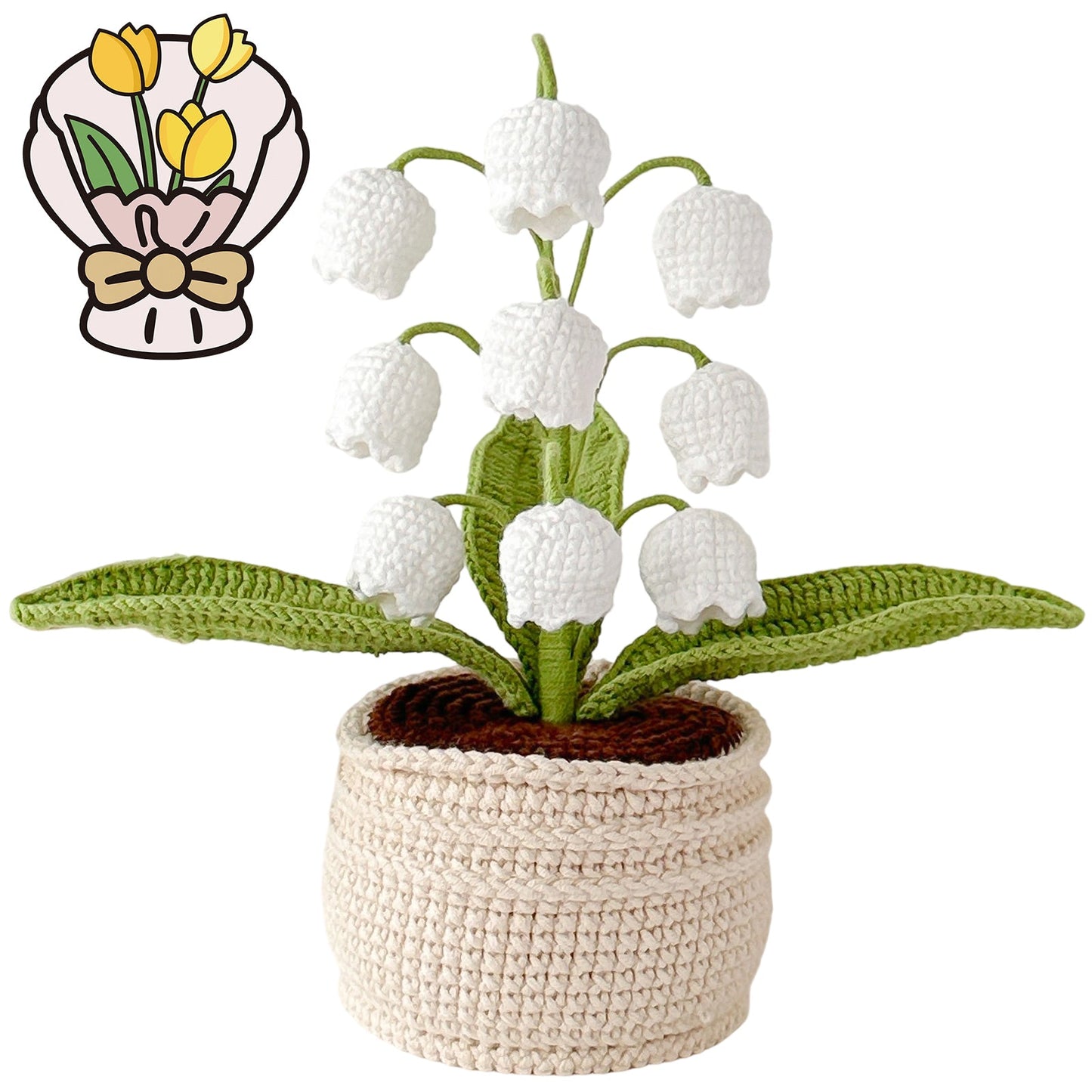 Handmade Crochet Lily of the Valley in Pot