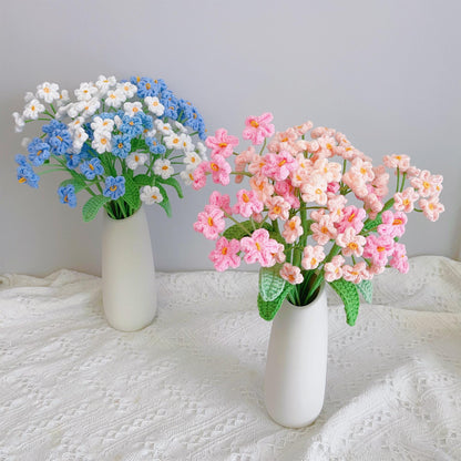 Handmade Crochet flower bouquet Forget-me-not(6PCS Set)