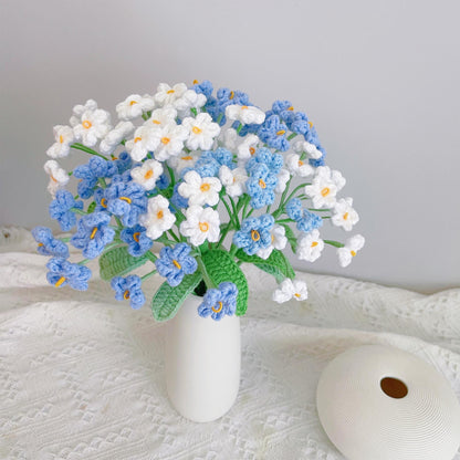 Handmade Crochet flower bouquet Forget-me-not(6PCS Set)