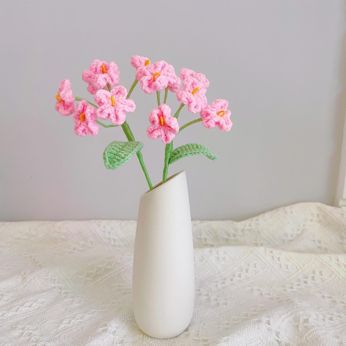 Handmade Crochet flower bouquet Forget-me-not(6PCS Set)