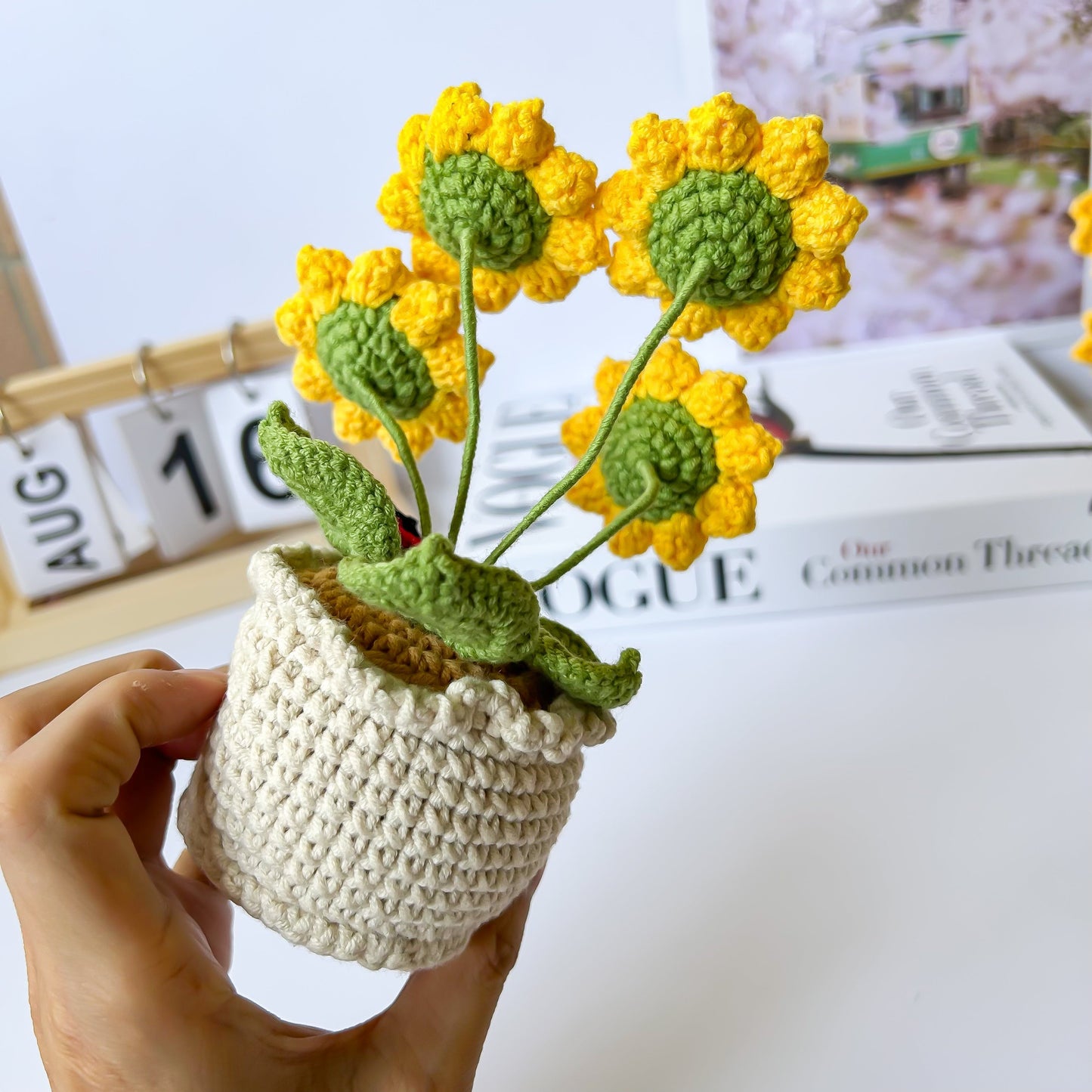 Handmade Crochet Mini Sunflower in Pot