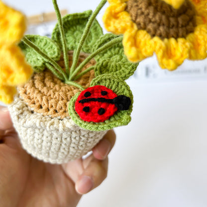 Handmade Crochet Mini Sunflower in Pot