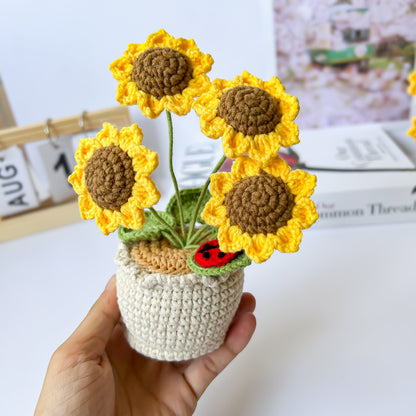 Handmade Crochet Mini Sunflower in Pot