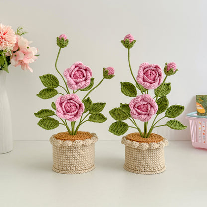 Handmade Crochet Rose in Pot