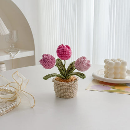 Handmade Crochet Tulip in Pot