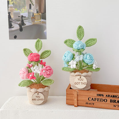 Handmade Crochet Mini Rose in Pot