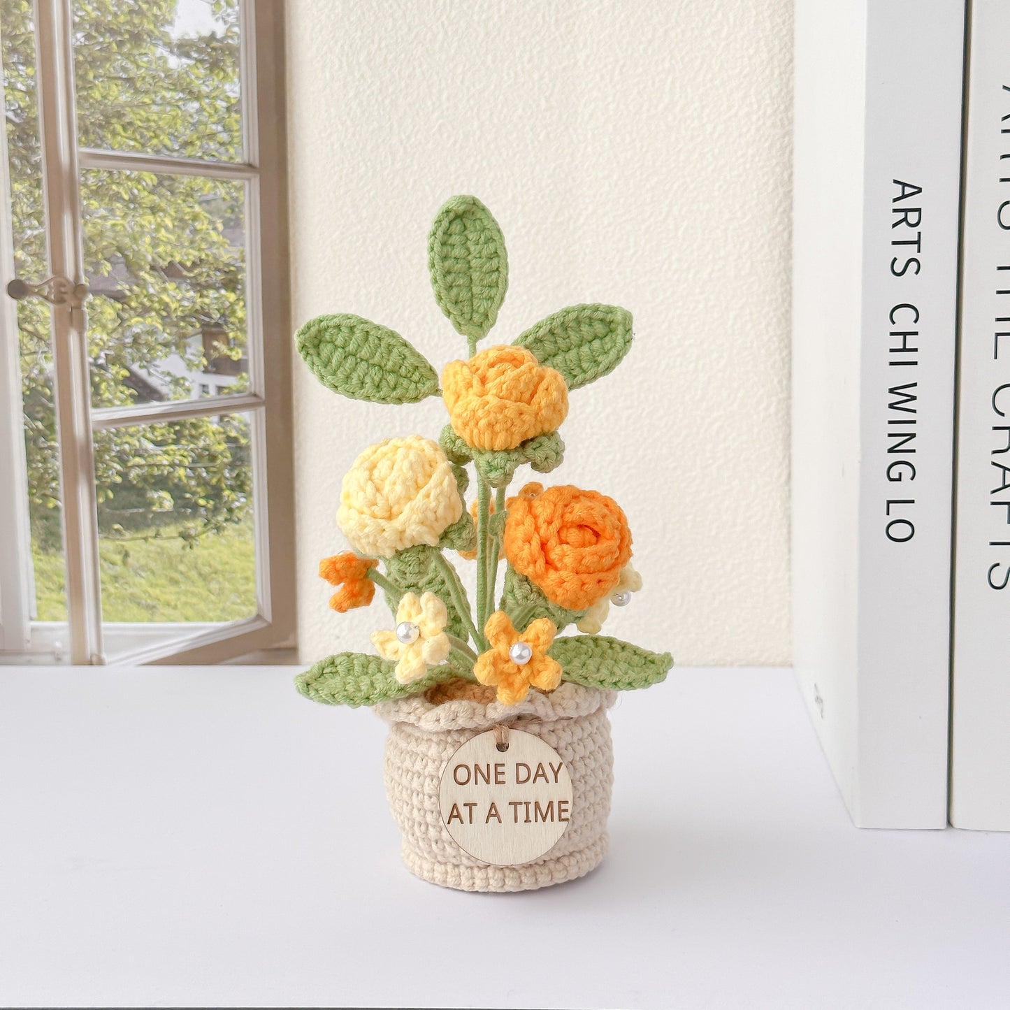 Handmade Crochet Mini Rose in Pot