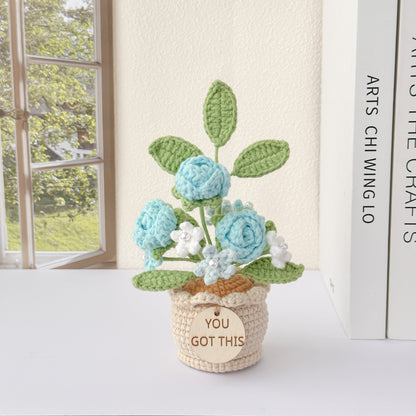 Handmade Crochet Mini Rose in Pot