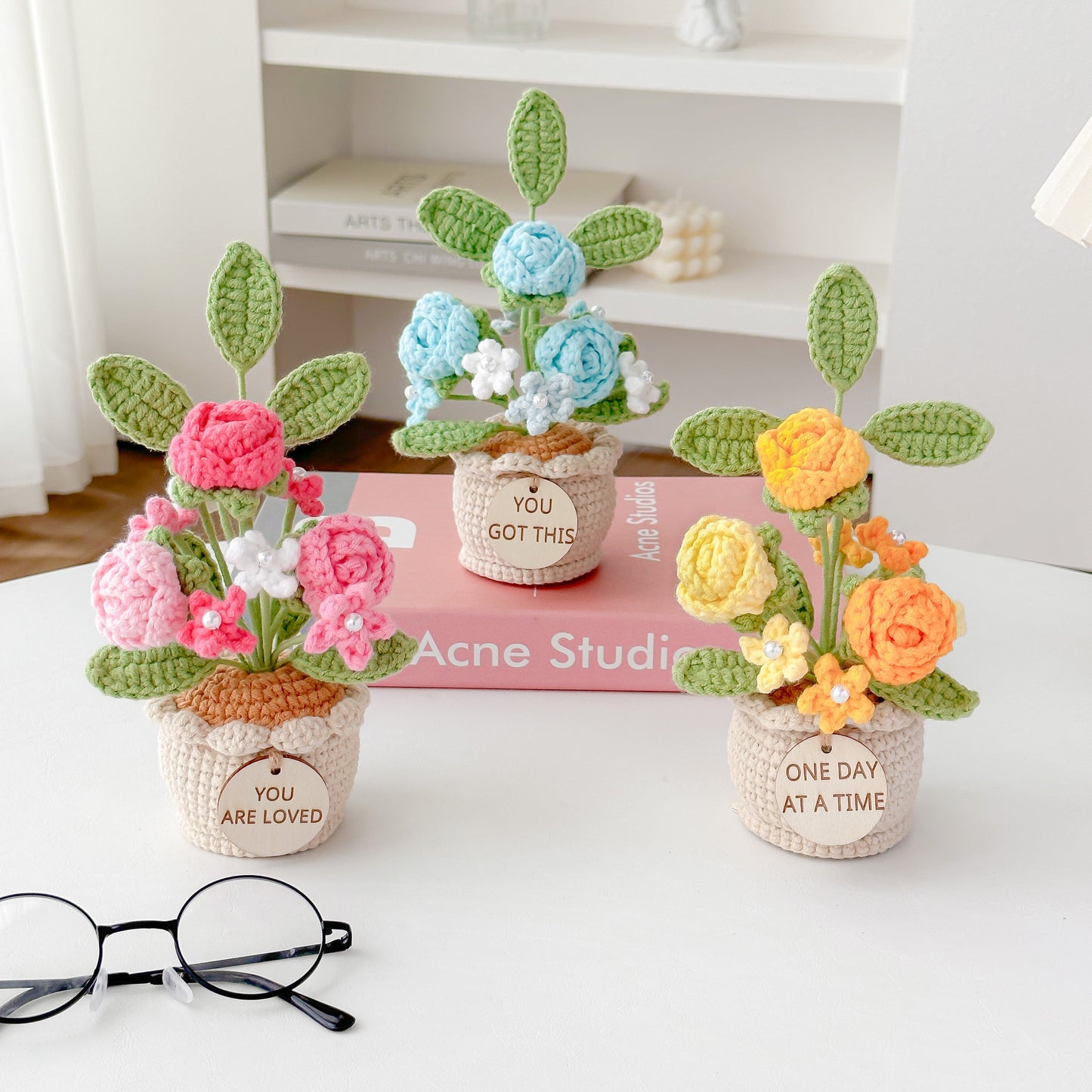 Handmade Crochet Mini Rose in Pot