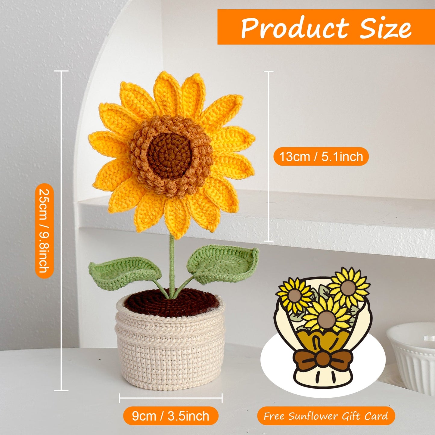 Handmade Crochet Ultra Sunflower in Pot