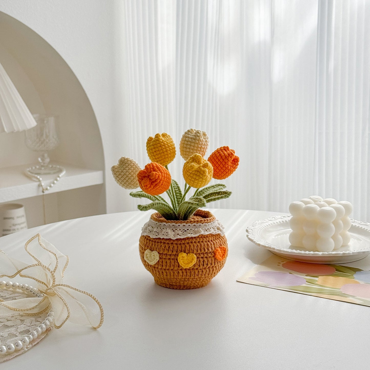 Handmade Crochet Tulip in Pot