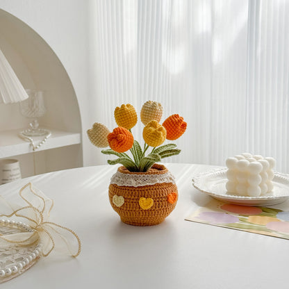 Handmade Crochet Tulip in Pot