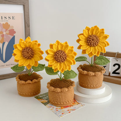 Handmade Crochet Classic Sunflower in Pot