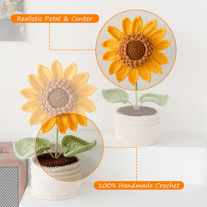 Handmade Crochet Ultra Sunflower in Pot