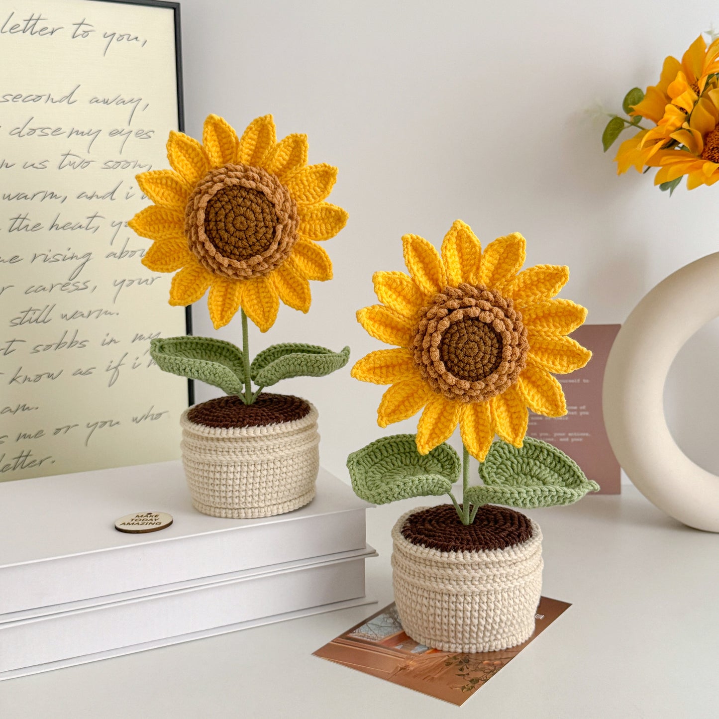 Handmade Crochet Ultra Sunflower in Pot