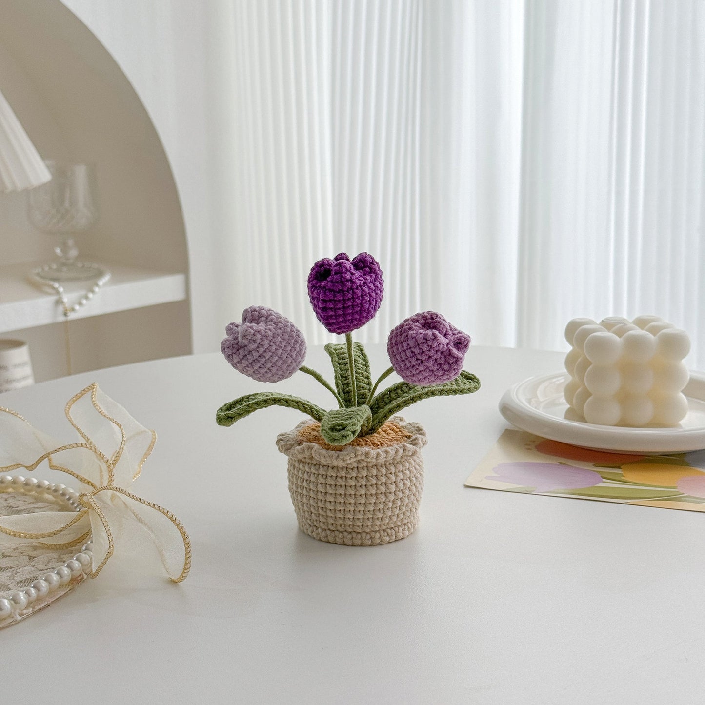 Handmade Crochet Tulip in Pot