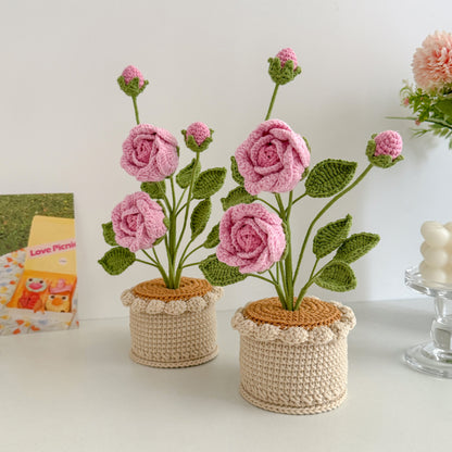 Handmade Crochet Rose in Pot