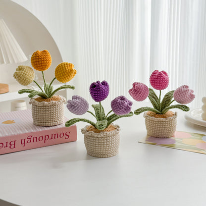 Handmade Crochet Tulip in Pot