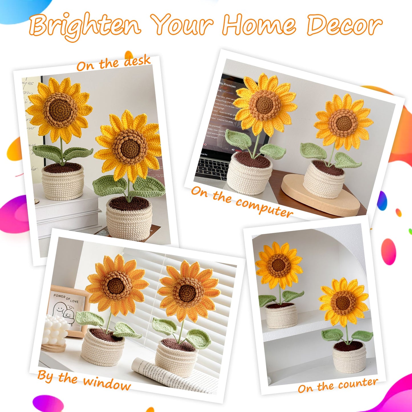 Handmade Crochet Ultra Sunflower in Pot