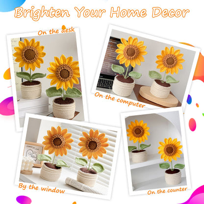 Handmade Crochet Ultra Sunflower in Pot