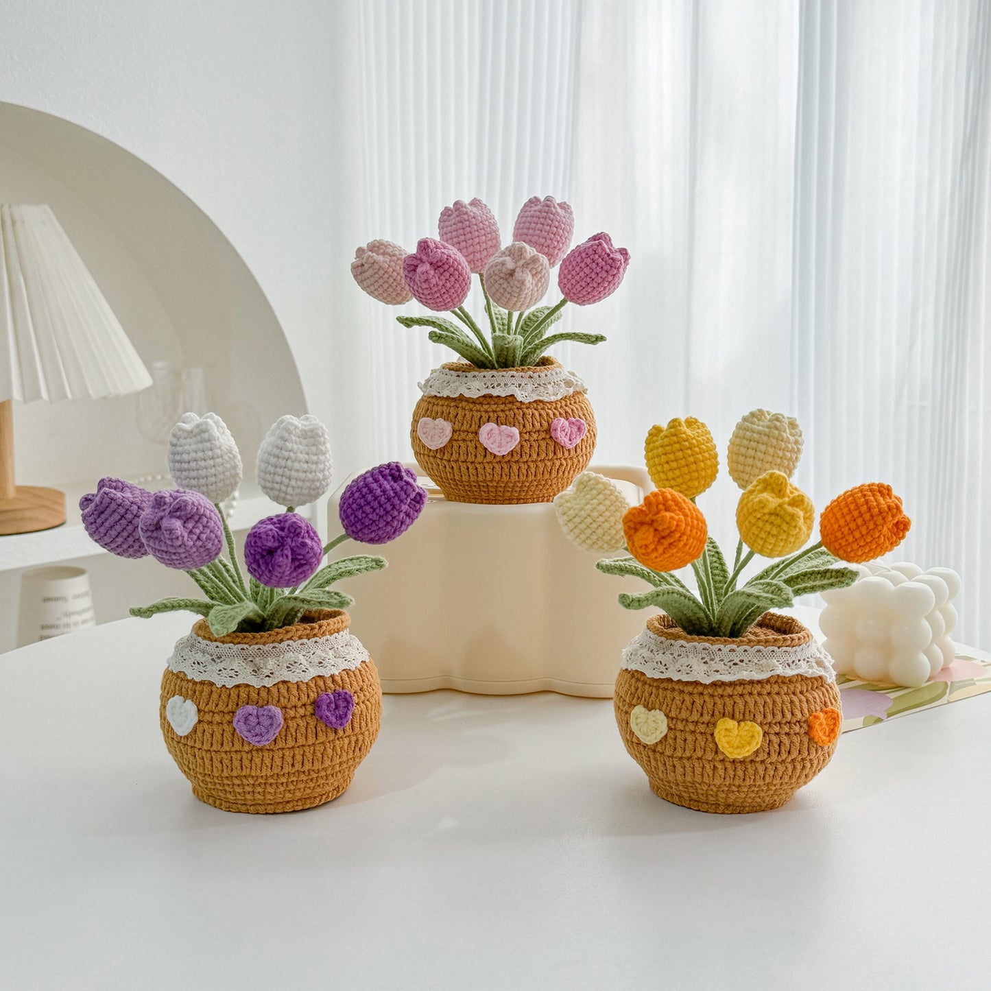 Handmade Crochet Tulip in Pot