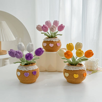 Handmade Crochet Tulip in Pot