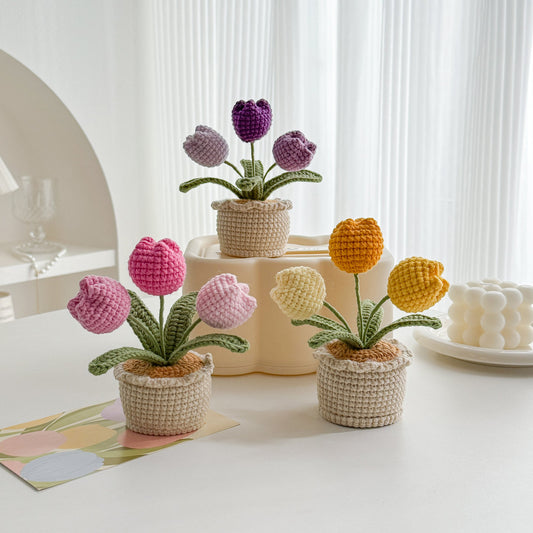 Handmade Crochet Tulip in Pot