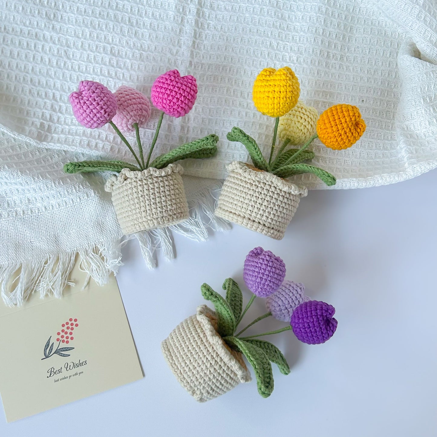 Handmade Crochet Tulip in Pot