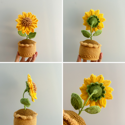 Handmade Crochet Classic Sunflower in Pot