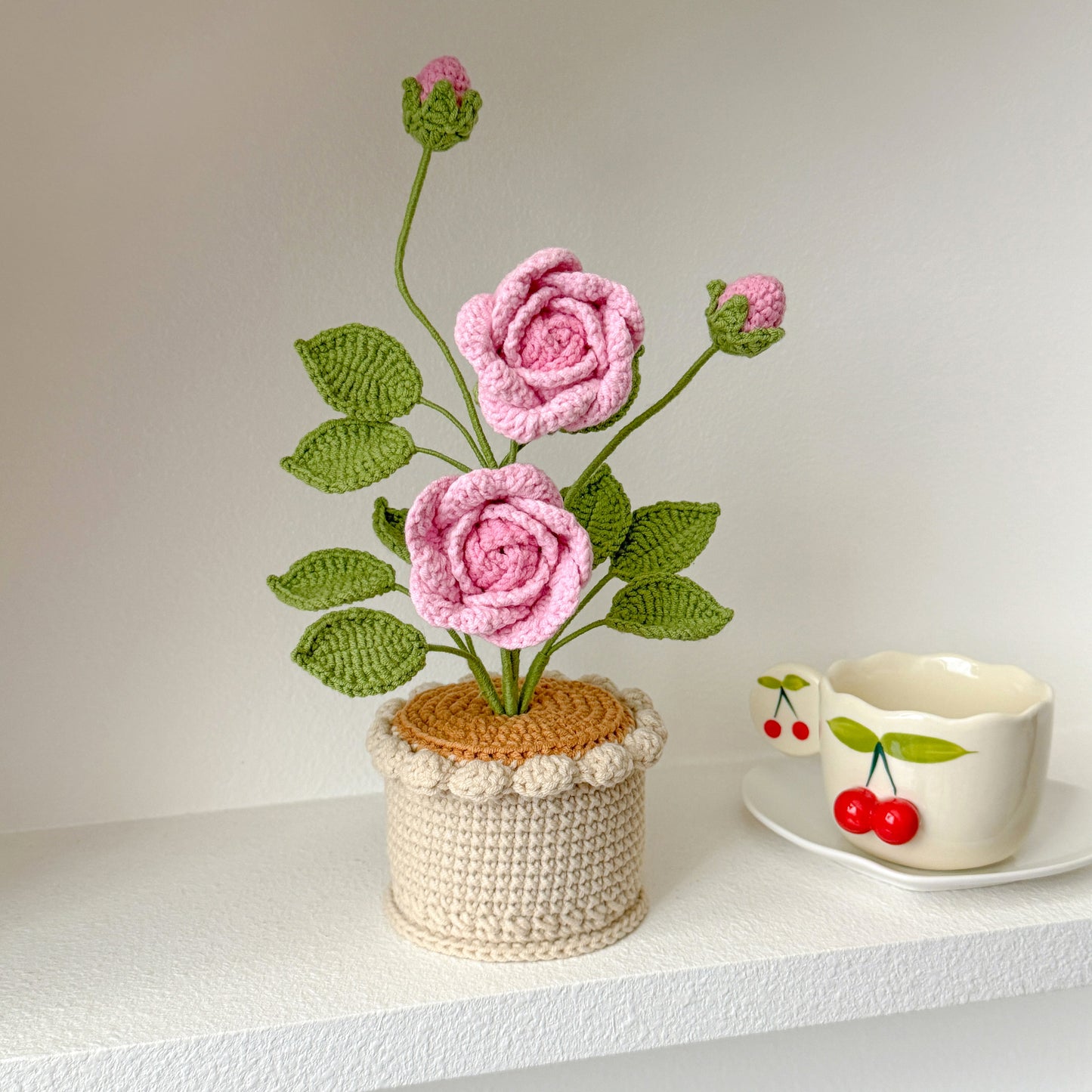 Handmade Crochet Rose in Pot