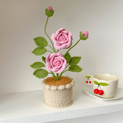Handmade Crochet Rose in Pot