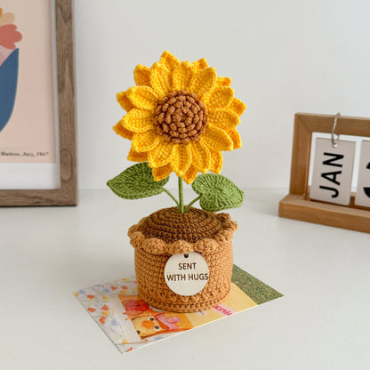 Handmade Crochet Classic Sunflower in Pot