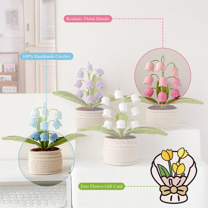 Handmade Crochet Lily of the Valley in Pot