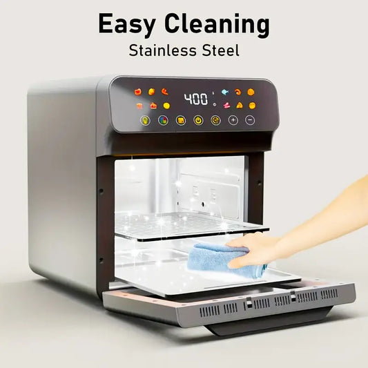 2QT Large Family Air Fryer Convection Oven with LED Digital Touch Screen & Visible Window - Oil-Free Non-Stick Basket, Keep Warm Function