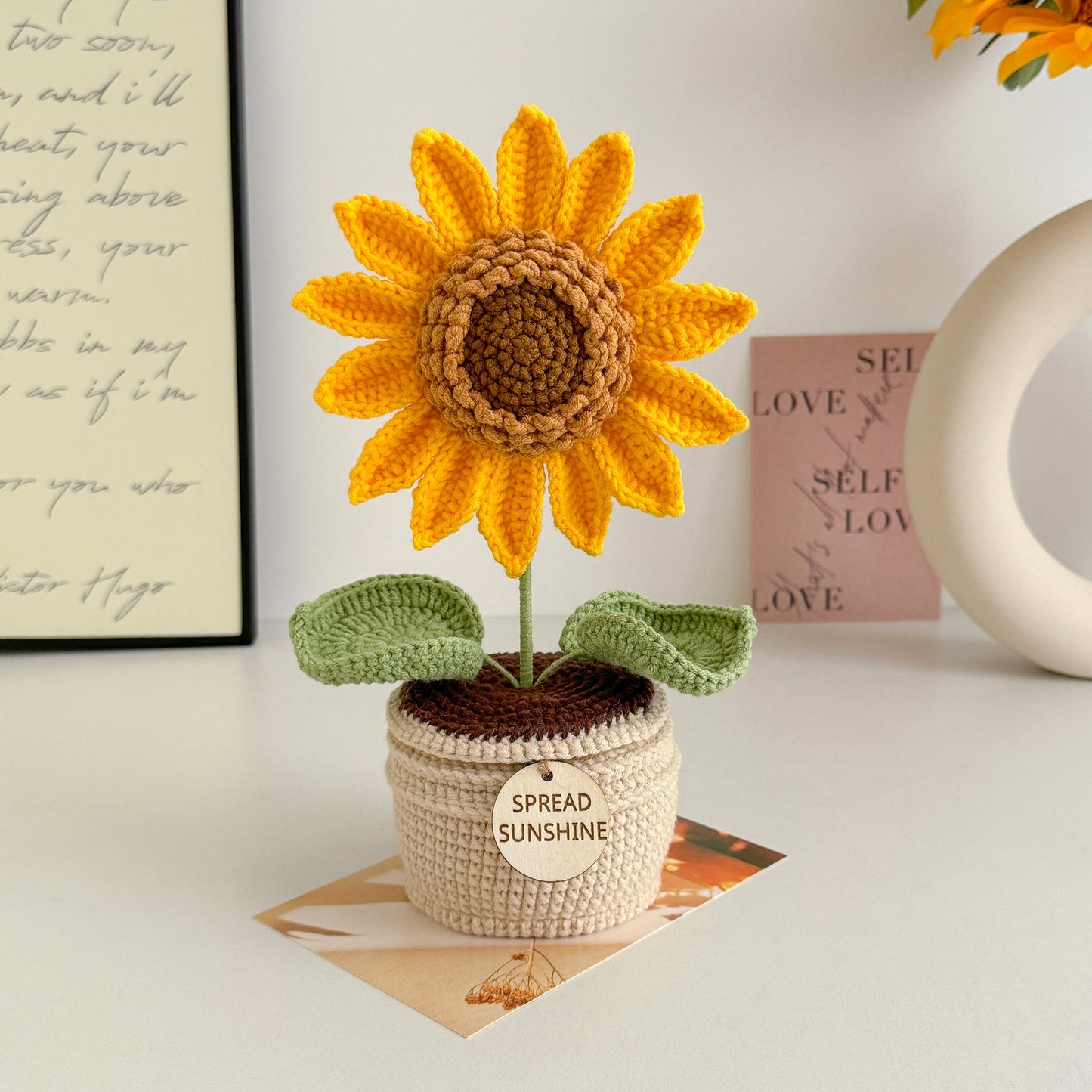 Handmade Crochet Ultra Sunflower in Pot